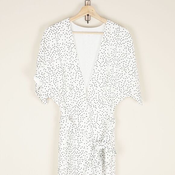 Lovers and Friends Jackson White Deep V Polka Dot Tie Waist Jumpsuit Womsn Sz S - Picture 1 of 10